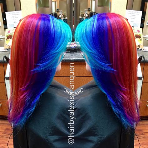 Rainbow Hair Using Kenra Lightener And Pravana Vivids With Olaplex Vivid Hair Color Cute Hair