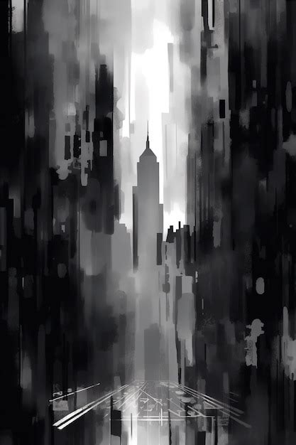 Premium Ai Image City Skyline Drawing Black And White Sketch