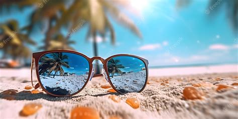 Premium Photo Sunglasses On The Sand