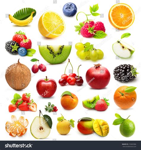 Different Type Of Fruits Isolated On White Background Stock Photo