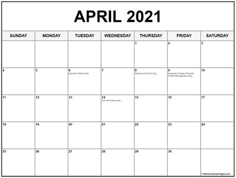 Holidays always have the special place in the lives of all of us, since we all wait for them to have some sense of relaxation and recreation. April 2020 calendar with holidays