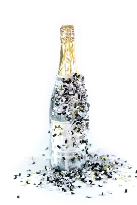 Party Confetti Dipped Nye Champagne Bottle Mod Podge Rocks