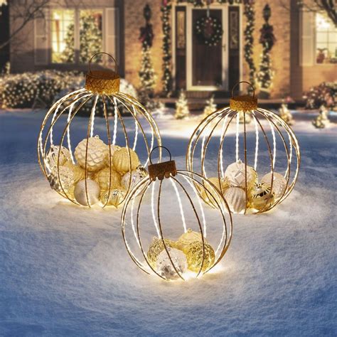 Amazing the large outdoor christmas decorations : Christmas Holiday Ornament Decorations, Set of 3 Yard Outdoor Decoration Pre-lit | eBay