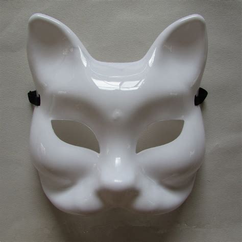 White High Quality Pvc Plastic Cat Face Mask Halloween Mask Adult