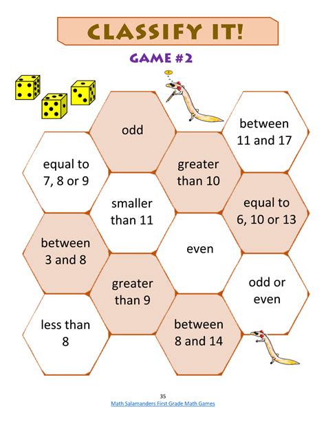 First Grade Math Games Printable