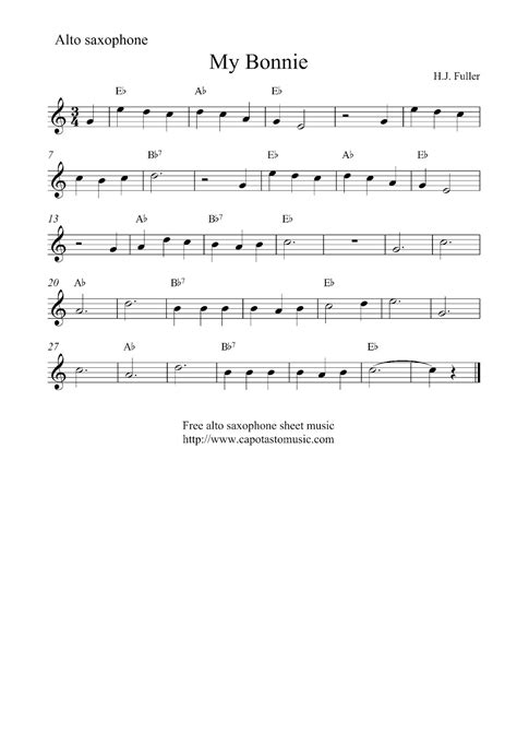 Free Easy Alto Saxophone Sheet Music My Bonnie