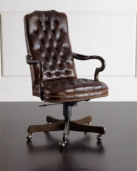 Massoud Blevens Tufted Leather Office Chair Neiman Marcus