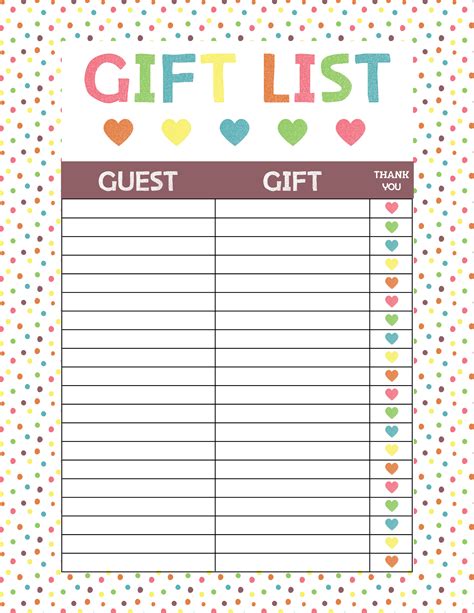 You can use them to create thank you notes for your baby shower guests. Free Printable Baby Shower Gift List • Glitter 'N Spice