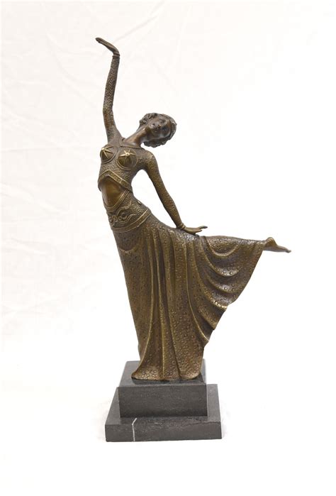 Art Deco Bronze Statue Female Dancer Figurine Vinterior Free Nude