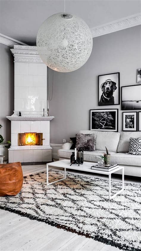 Wallpaper Living Room Sofa Photos Fireplace Black And