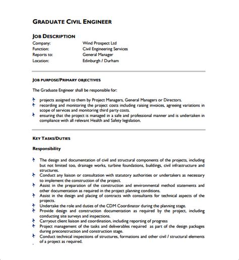 10 Civil Engineer Job Description Templates Free Sample Example