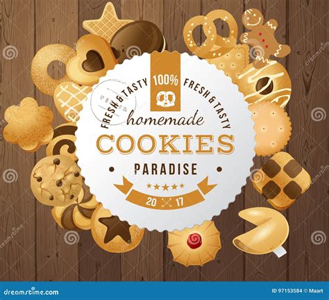 Etiqueta Redonda Das Cookies Caseiros Ilustração do Vetor Ilustração