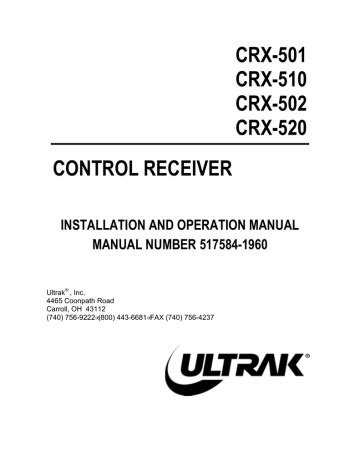 Ultrak Crx Installation And Operation Manual Manualzz