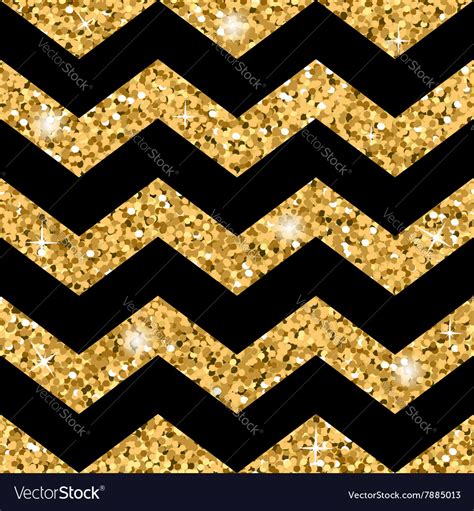 Zigzag Seamless Pattern Gold Glitter And Black Vector Image