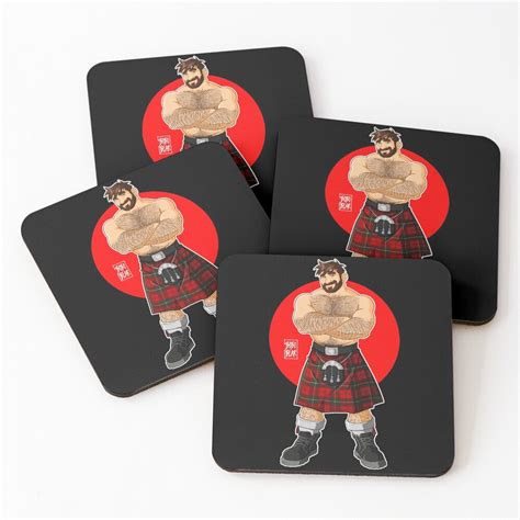 Adam Likes Kilts Shirtless Coasters Set Of 4 By Bobobear Redbubble