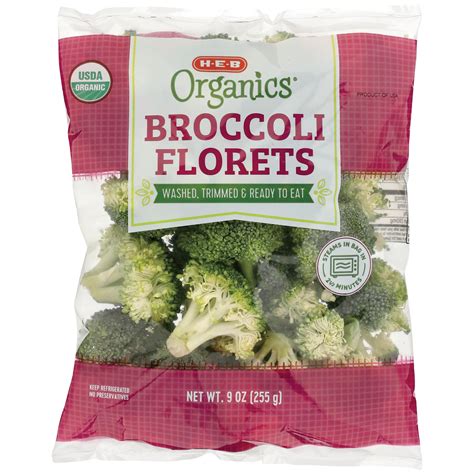 H E B Organics Fresh Steamable Broccoli Florets Shop Broccoli