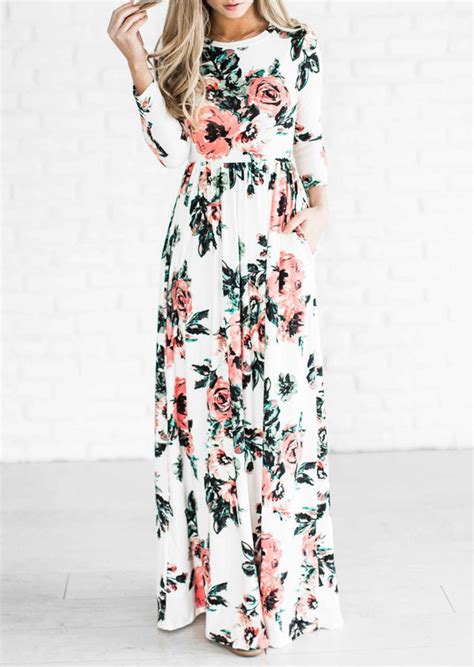 Floral Maxi Dress Without Necklace Bellelily