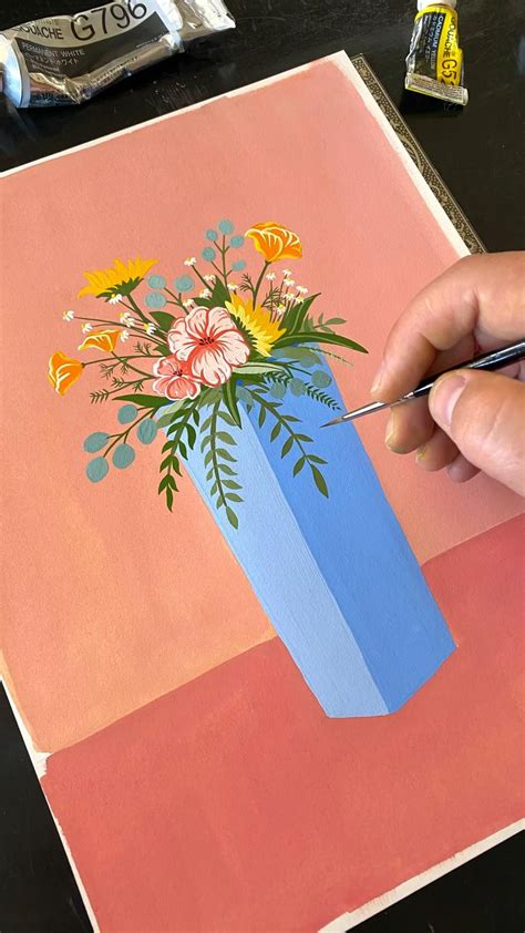 Flowers In A Vase Gouache Painting By Philip Boelter Video Flower