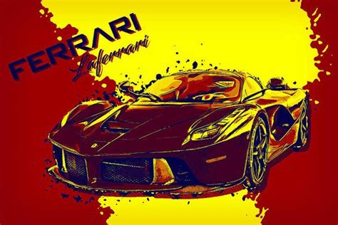 Ferrari Laferrari Yellow Red Art Poster By Vppdgryphon Super Cars