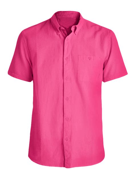 Fuschia Pink Buttondown Shirt Short Sleeve Cutton Garments