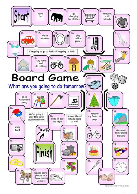 Board Game What Are You Going To Do Tomorrow English Esl Worksheets Speaking Games