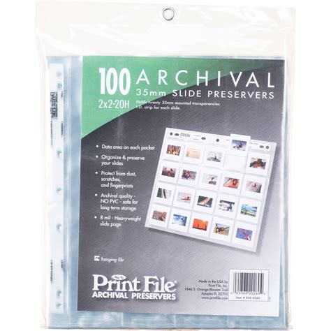 Print File Archival Storage Page For Slides 35mm 050 0260 Bandh