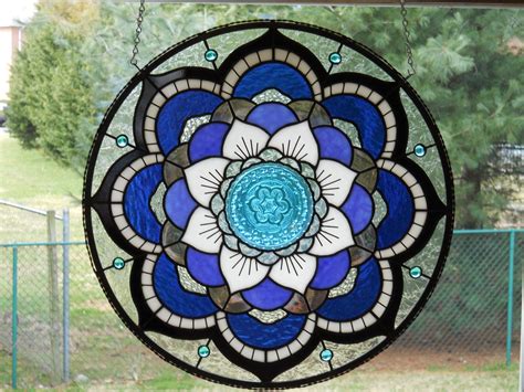 Stunning Mandala Stained Glass Panel Free Shipping Etsy Stained Glass Art Stained Glass