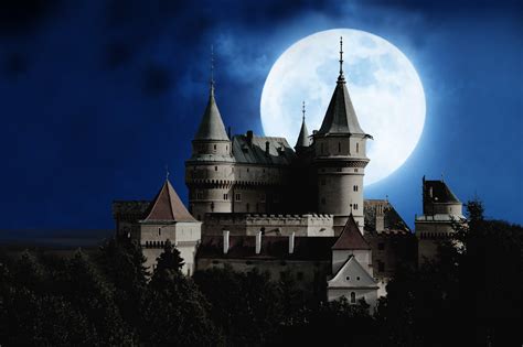 Castle In Front Full Moon Photo Hd Wallpaper Wallpaper Flare
