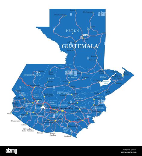 Carte Vectorielle Très Détaillée Du Guatemala Avec Régions