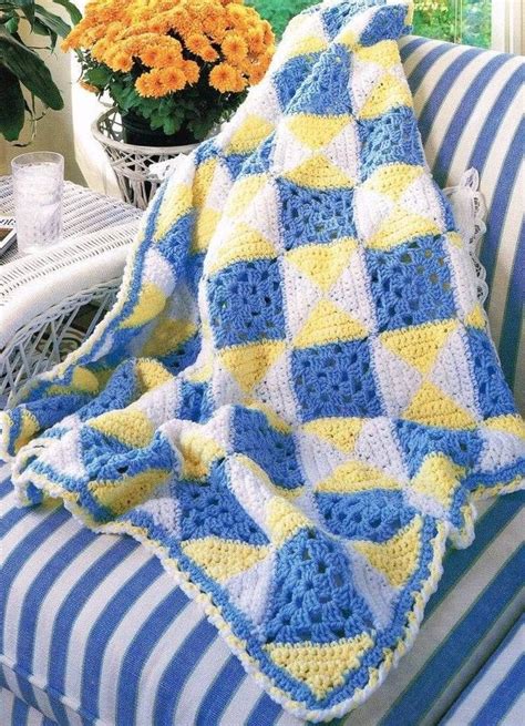Granny Squares And Diamonds Afghan Crochet Pattern Blanket Throw