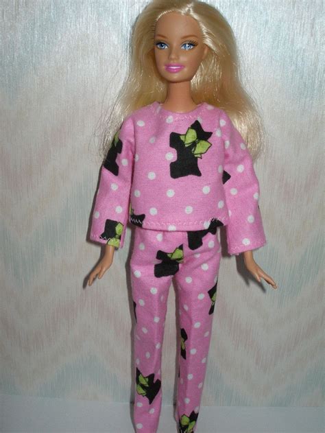 Handmade Barbie Clothes Pink Pajamas Etsy Pink Pajamas Doll Clothes Patterns Barbie Clothes
