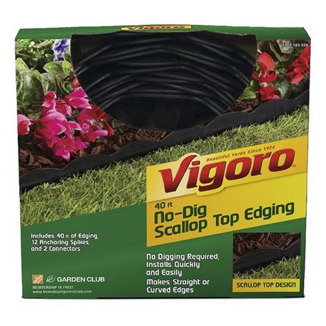 Select vendors will offer additional colors and finishes such as black painted, galvanized and even unpainted. Vigoro 40 ft. Scalloped No Dig Edging Kit-3011-40HD-4 ...