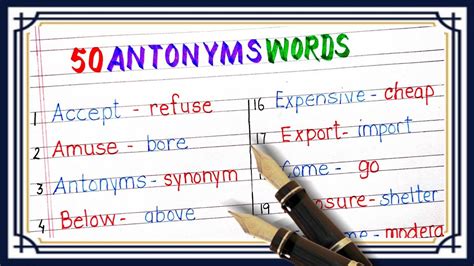 50 Antonyms Words List Of Antonyms Vilom Shabd Antonyms Words In