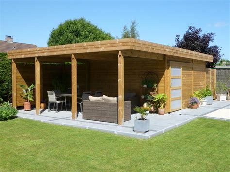 Abri Bois Toit Plat Abri De Jardin Toit Plat En Bois Avec Terrasse Idees Conception Jardin