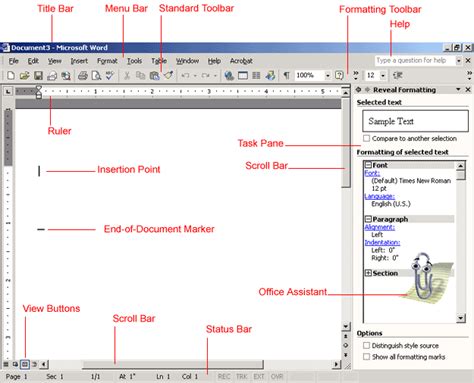 Parts Of Ms Word Screen