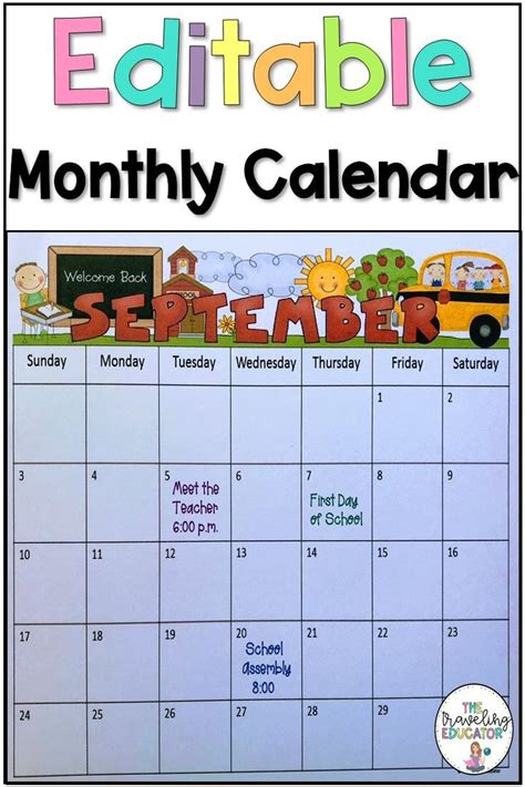 Monthly Calendar Editable Template 2019 2022 With Images Student