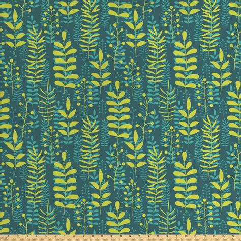 Botanical Fabric By The Yard Waking Nature Pattern With Abstract