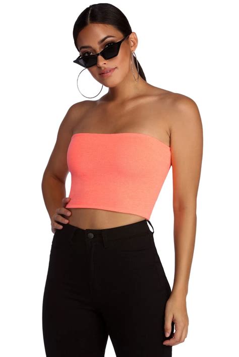 Neon Orange All About That Glow Tube Top Tube Top Cropped Tube Top