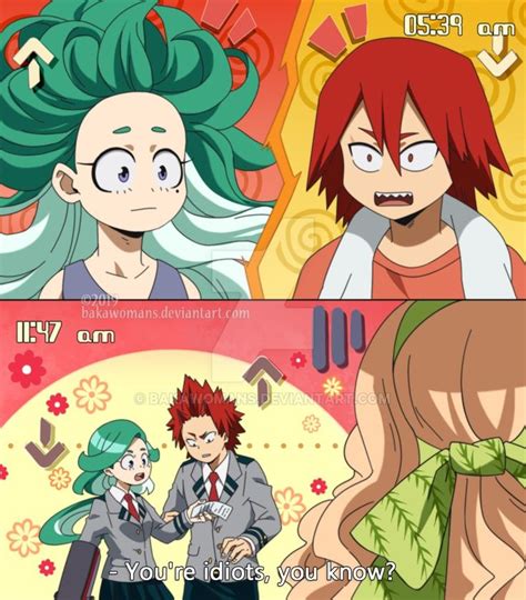 Two Anime Characters One With Green Hair And The Other With Red Hair