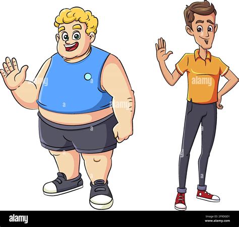 Cartoon Vector Illustration Of A Fat And Skinny Guy Stock Vector Image