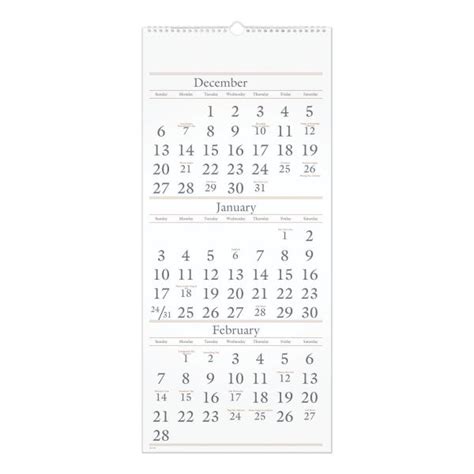 At A Glance Three Month Reference Wall Calendar 12 X 27