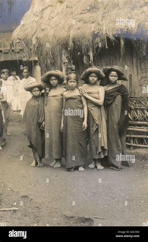 A Group Of Batak Girls Of Sumatra Indonesia Date Circa 1920s Stock