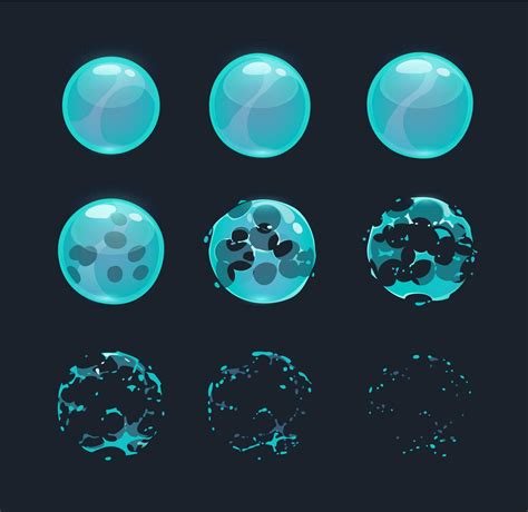 Soap Bubble Burst Effect Animated Sprite For Game Vector Art