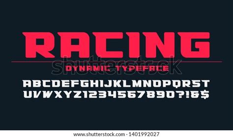 Racing Display Font Design Alphabet Typeface Stock Vector Royalty Free