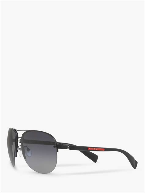 Prada 56ms Mens Aviator Sunglasses Black Rubber At John Lewis And Partners