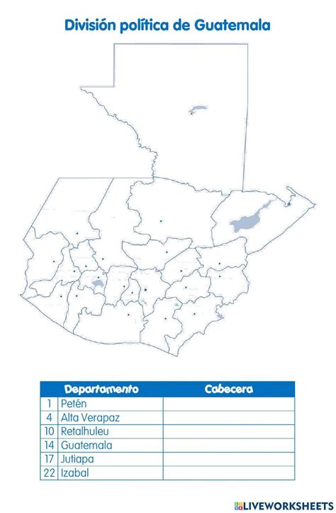 División Política De Guatemala Worksheet Live Worksheets