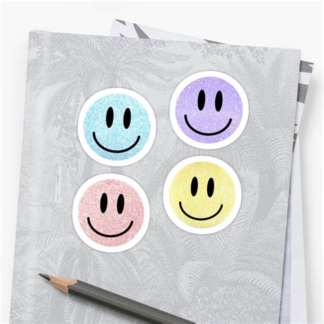 4 Glitter Smiley Faces Sticker By Emilyeeet Face Stickers Sticker