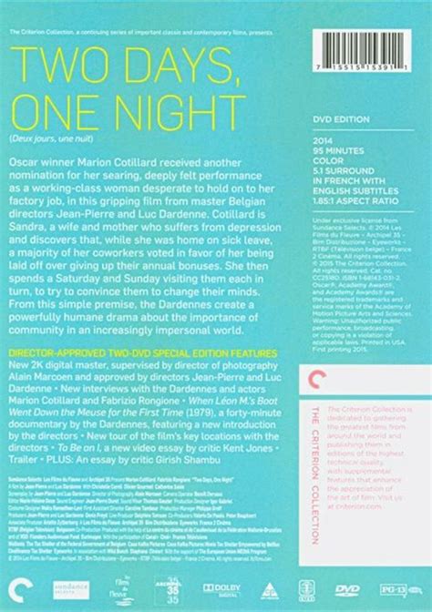 Two Days One Night The Criterion Collection Dvd 2014 Dvd Empire