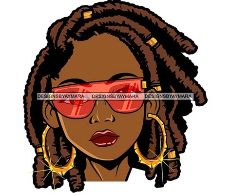 Afro Woman Svg Black Queen Wearing Glasses Dreads Hairstyle Etsy