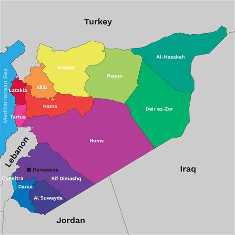Mappa Politica Della Siria Arte Vettoriale A Vecteezy